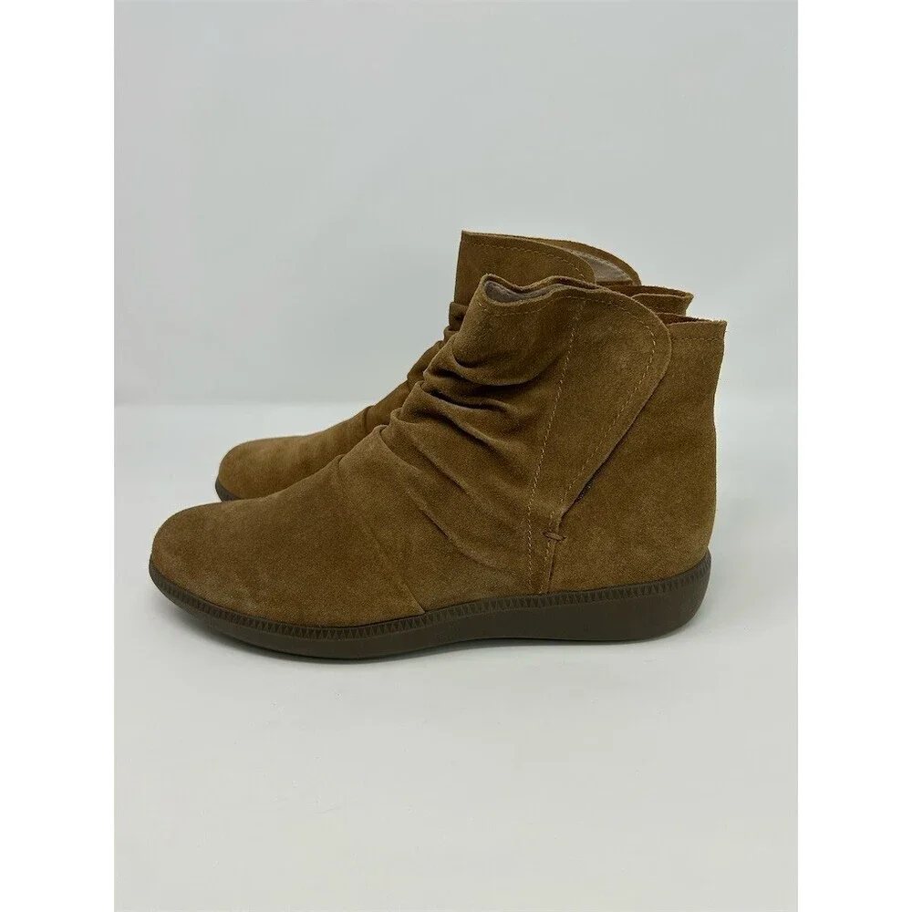 Munro Scout Womens Ankle Bootie Tobacco Brown Suede Comfort Wedge Size 11